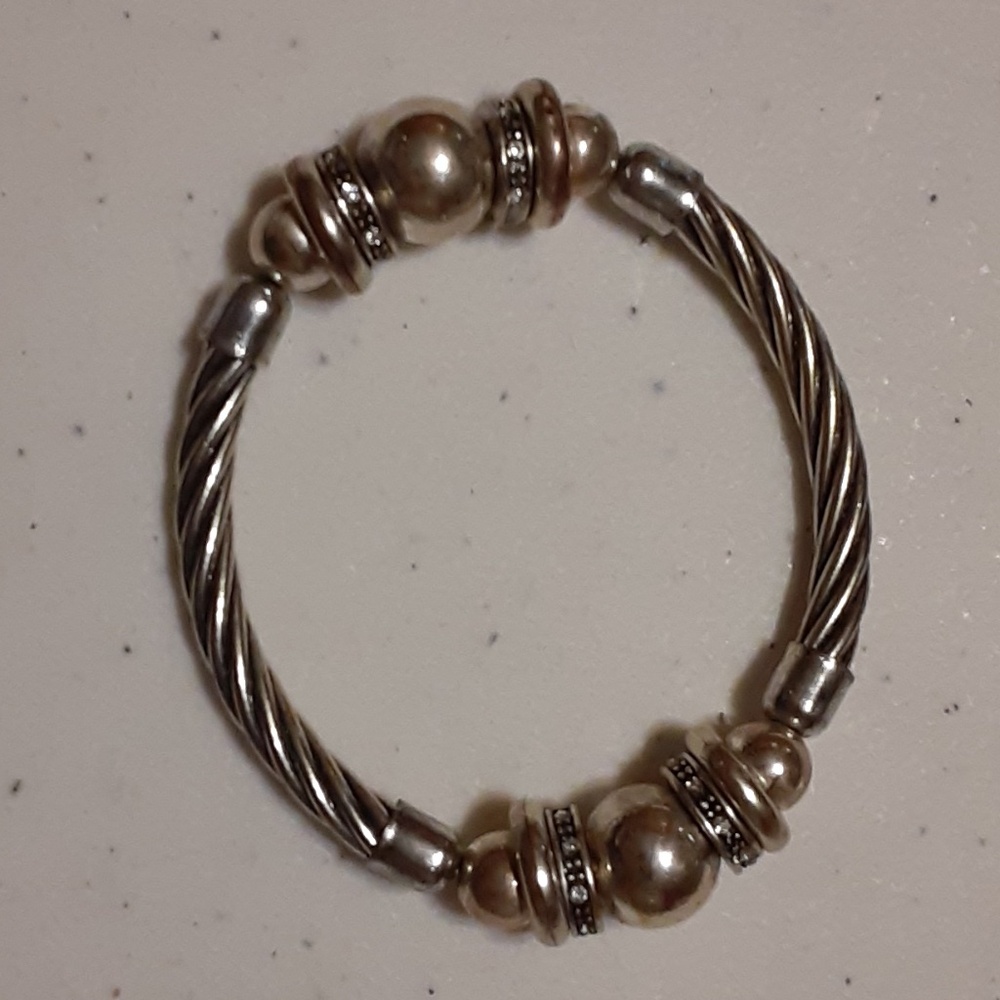 Silver Tone & Rhinestone Stretch Bracelet